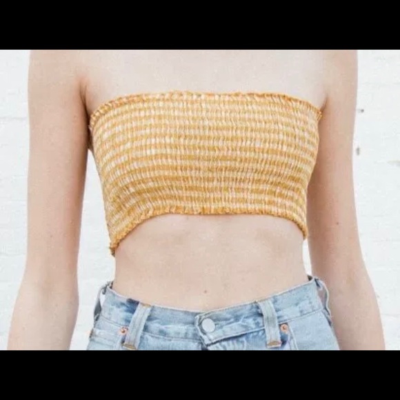 BNWT Brandy Melville Yellow Gingham Tube Top - Picture 1 of 2